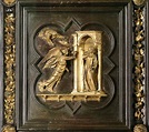 North doors panels: 1. Annunciation by GHIBERTI, Lorenzo