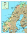 Mapa político y administrativo de Noruega con carreteras y ciudades ...