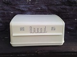 Retro Bread Box Plastic Mid Century Mod / Cream Color with Silver ...