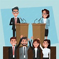 Político debatiendo dibujos animados | Vector Premium