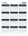 1982 Calendar (PDF, Word, Excel)