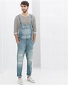 Zara Ripped Dungarees in Blue for Men | Lyst