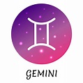 Zodiac sign Gemini isolated. Vector icon. Zodiac symbol with starry gradient design ...