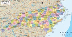 Map of North Carolina State, USA - Ezilon Maps