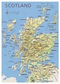 Mapa de Escocia con relieve, carreteras, principales ciudades y ...