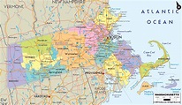 Detailed Political Map of Massachusetts - Ezilon Maps