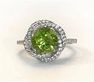 NATURAL Peridot & Sapphire Sterling Silver Ring 2 CT Green Gemstone ...
