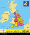 Political map of england with regions Royalty Free Vector