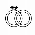 Wedding rings linear icon. Thin line illustration. Wedding ring with ...