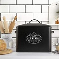 Extra Large Black Bread Box - Bread Boxes for Kitchen Counter Holds 2 ...
