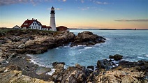 Portland Head lighthouse at sunset, Cape Elizabeth, Maine, USA ...