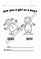 worksheet to teach kids the meaning of the words girl and boy English ...