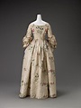 Gown (rear view), c.1750, England, silk. The brocaded fabric of this ...