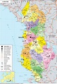 Carte de l'Albanie avec les villes