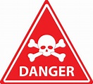 red danger skull crossbones warning on white background. danger warning ...