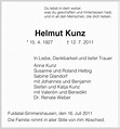 Traueranzeigen von Helmut Kunz | Trauer.HNA.de