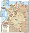 Large detailed physiography map of Colombia with major cities and roads ...