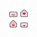 Conjunto de iconos de carta de amor de pixel art. | Vector Premium