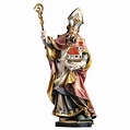 Heiliger Otto von Bamberg mit Kirche Heiligenfigur Holz geschnitzt Südtirol