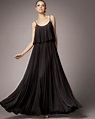Lyst - Halston Pleated Silk Dress, Black in Black