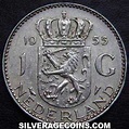 1955 Juliana Dutch Silver Guilder - Silver Age Coins