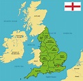 Mapa Político De Inglaterra Con Regiones Y Sus Capitales Ilustración ...