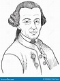 Retrato De Dibujos Animados Immanuel Kant, Vector Ilustración del ...
