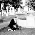 Olivia de Havilland at Margaret Mitchell's grave in Atlanta.