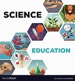 Cover page science and education with icons world Vector Image