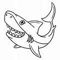 Gran tiburón blanco aislado página para colorear para niños | Vector ...