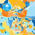 Kobryn, Rajon, Belarus blue and orange vector art map template ... # ...