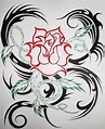 flower tattoos collections: Tribal Hearts And Roses