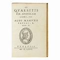 [ALDINE] | Aldus Manutius the Younger. De Quaesitis per. Epistolam ...