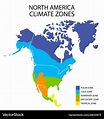North america climate zones map geographic Vector Image