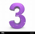 3D rendering violeta número 3 FONDO BLANCO aislado Fotografía de stock ...