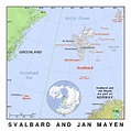 Detailed political map of Svalbard and Jan Mayen island with relief ...