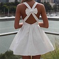 White Short Summer Dress Bow In Back | Cute dresses, Sleeveless mini dress