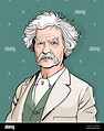 Mark Twain, vector retrato de dibujos animados Imagen Vector de stock ...