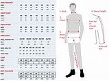 Size chart for mens uniforms | Uniforms by Olino