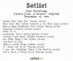 Setlist History: Paul McCartney's Return To The Cavern Club | setlist.fm