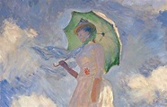 Saggio di figura en plein air. Donna con il parasole girata verso ...