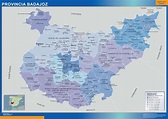 Mapa municipios provincia Badajoz | Mapas Murales de España y el Mundo