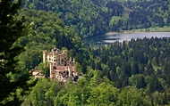 Fonds d'écran Allemagne, Bavière, lac Schwansee, château, arbres ...