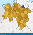 Mapa De Baixa Saxónia Com Estados Federais Vizinhos Ilustração do Vetor ...