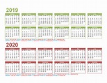 2019 2020 Printable Calendar With Holidays PDF, Excel