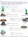 What City and Country Worksheet for 3rd - 5th Grade | Lesson Planet
