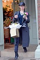 Lily James seen while shopping gifts and flowers in London, UK