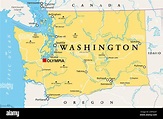 Washington, WA, politische Landkarte, US-Bundesstaat, Evergreen State ...