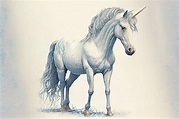 Dibujo de unicornio ilustración realista ia generativa | Foto Premium