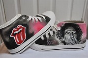 Rolling Stones, Keith Richard shoes, hand painted custom trainers ...